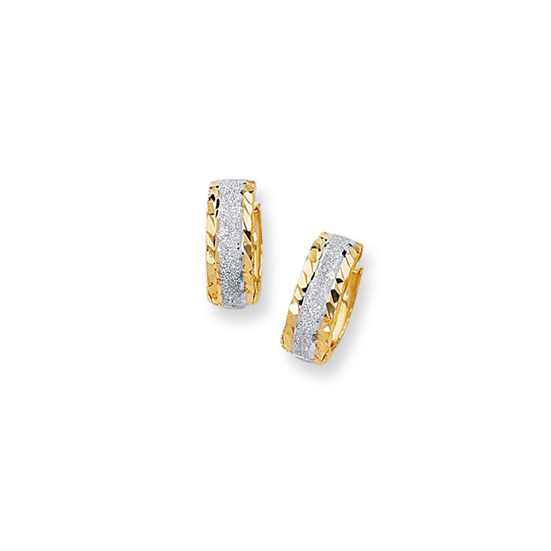 14K Two-Tone Gold Center Huggie Earring, front view