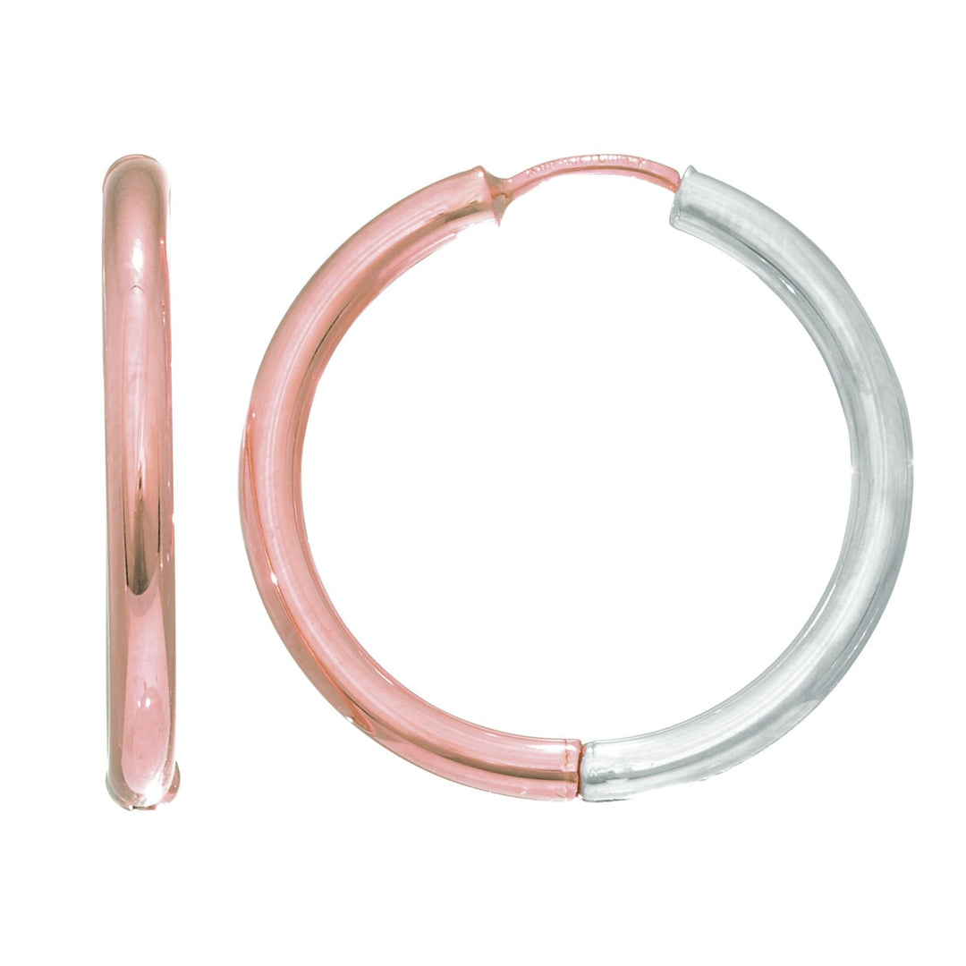 14K Two-Tone Gold Diamond Cut Hoop Earring, front view