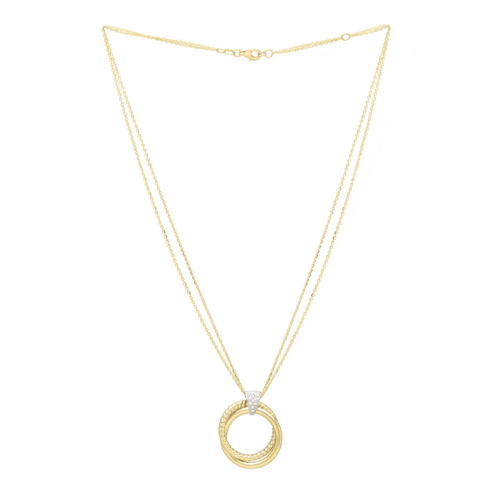 14K Two-Tone Gold &amp; Diamond Interlocked Ring Pendant, front view