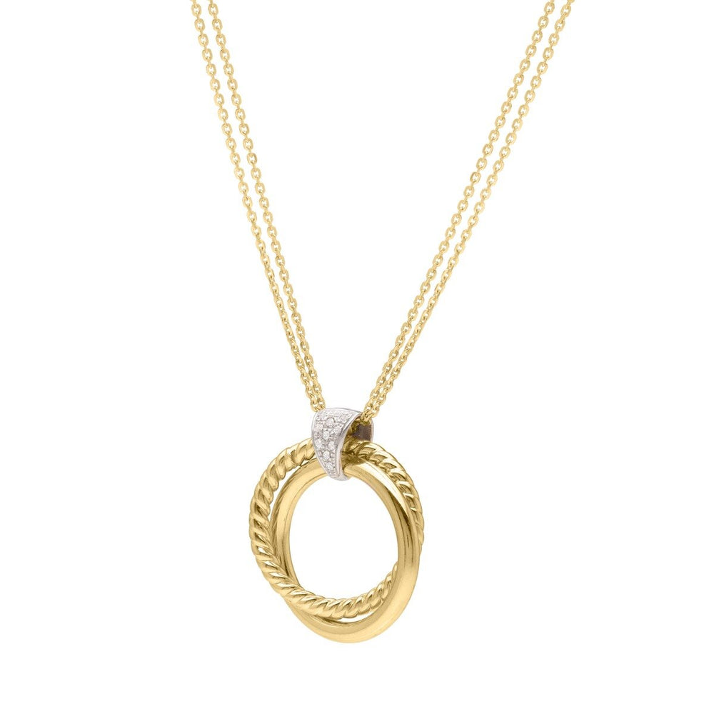 14K Two-Tone Gold & Diamond Interlocked Ring Pendant, view 2