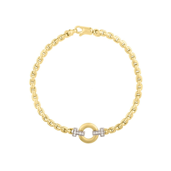14K Two-Tone Gold &amp; Diamond Venetian Cable Link Bracelet, front view
