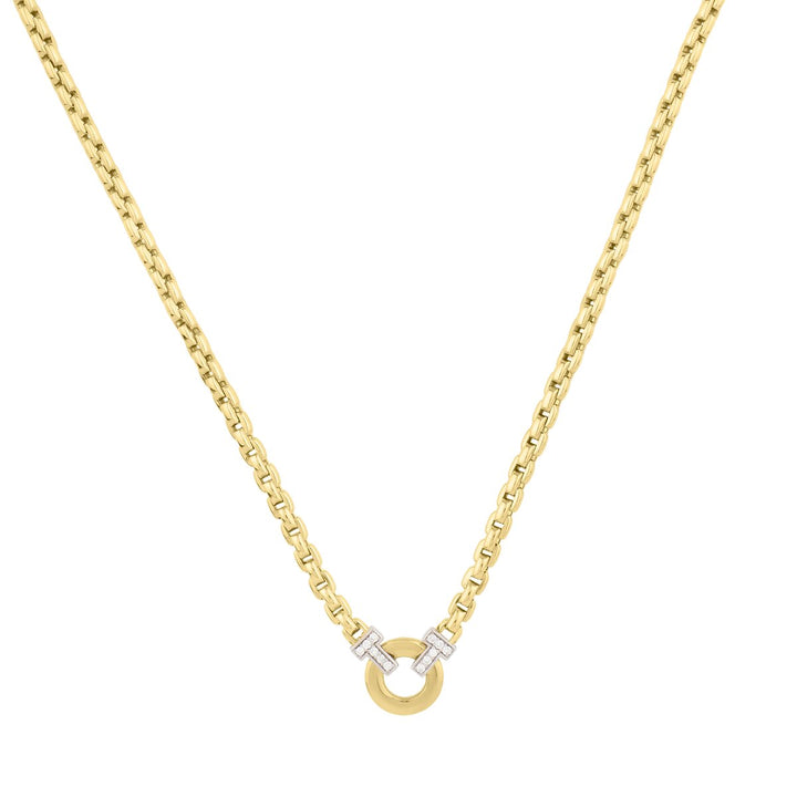 14K Two-Tone Gold &amp; Diamond Venetian Cable Link Necklace, front view
