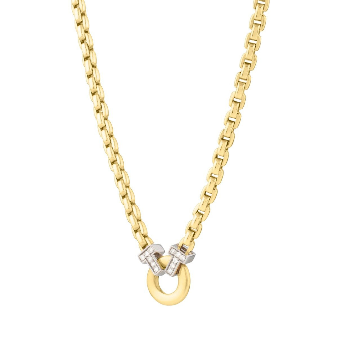 14K Two-Tone Gold &amp; Diamond Venetian Cable Link Necklace, view 2