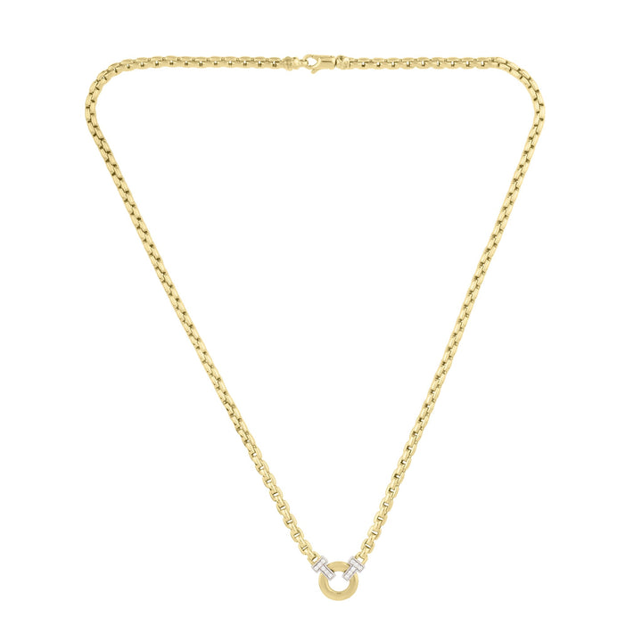 14K Two-Tone Gold &amp; Diamond Venetian Cable Link Necklace, view 3