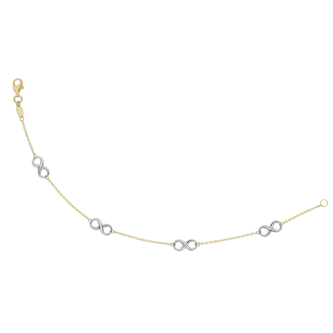 14K Two-Tone Gold Infinity Station Chain, front view