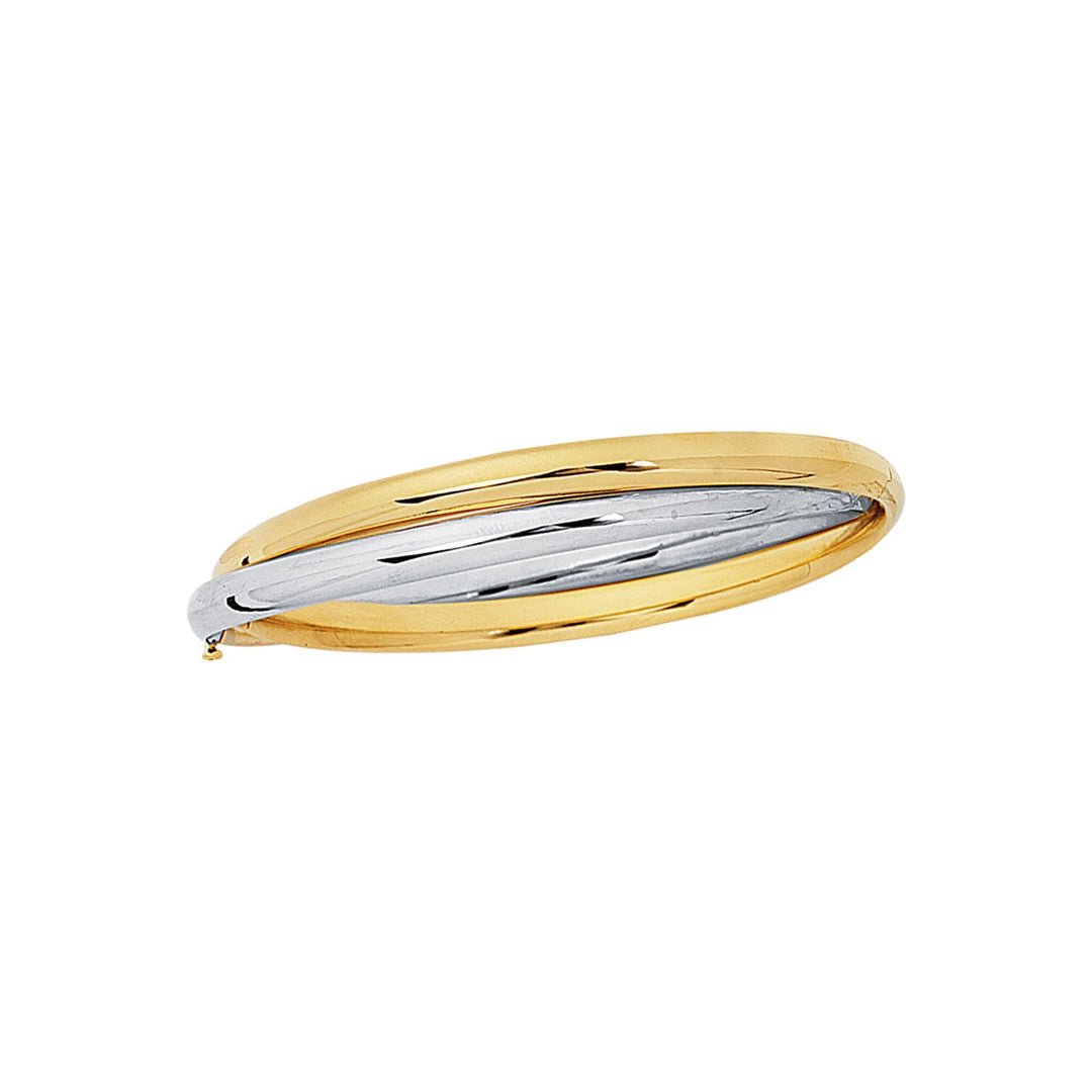 14K Two-tone Gold Interlocked Bangle, front view