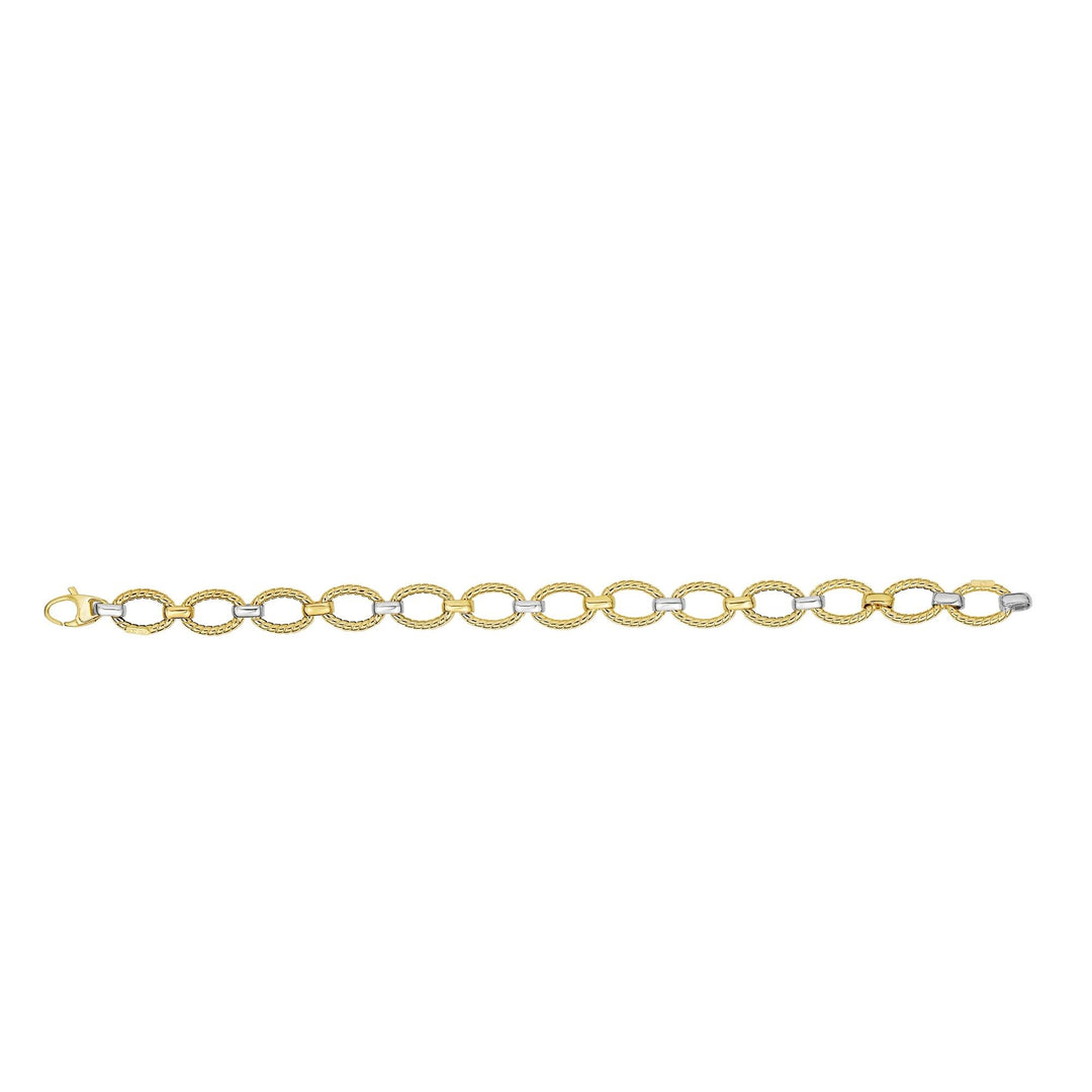14K Two-Tone Gold Italian Cable Bracelet, front view