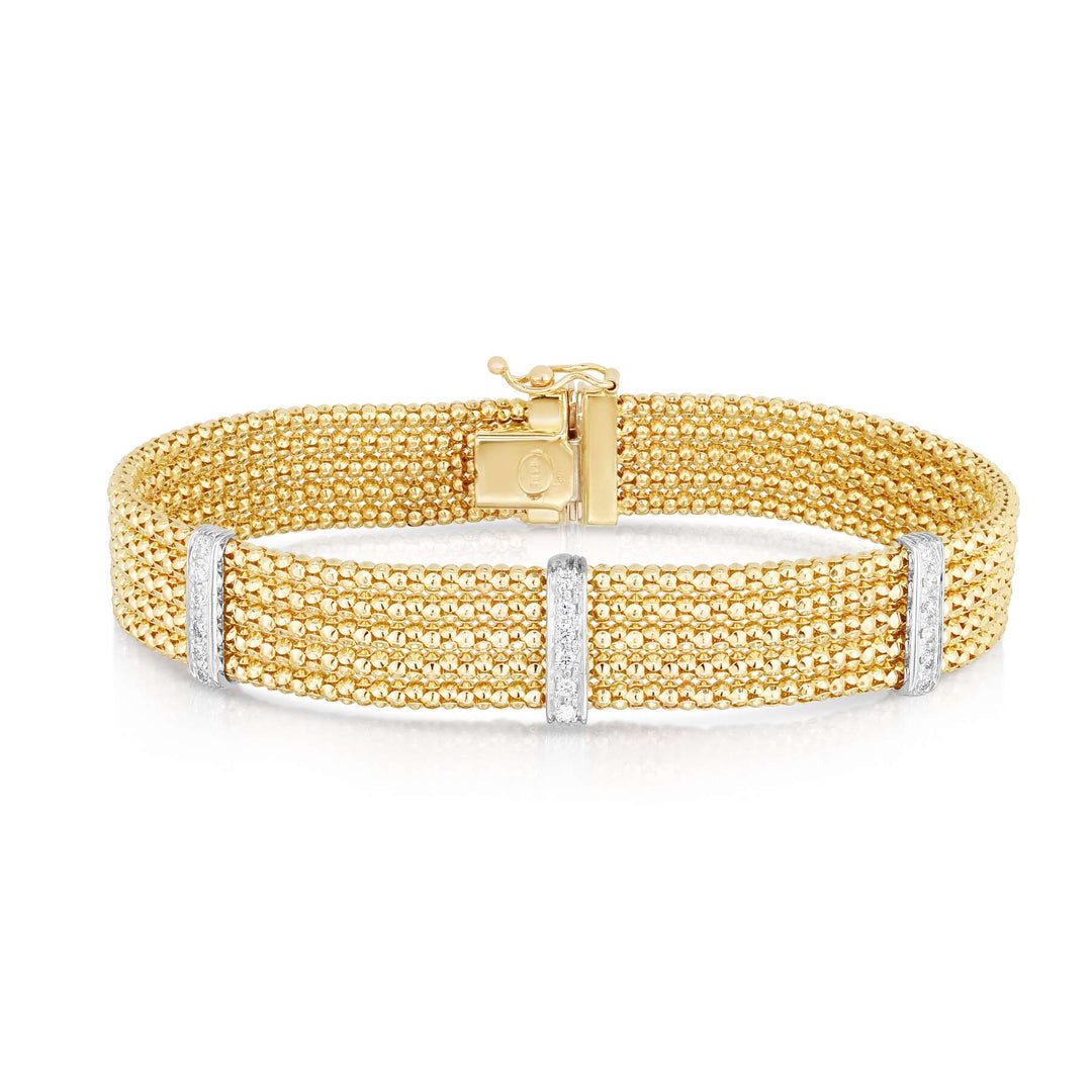 14K Two-Tone Gold Large Five Row Prosecco Diamond Bracelet, front view