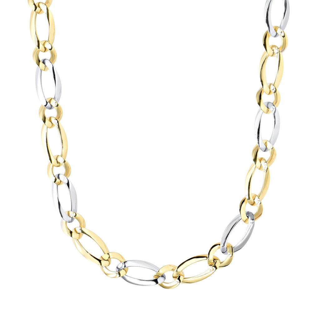 14K Two-tone Gold Polished Alternating Oval & Round Link Chain, view 2
