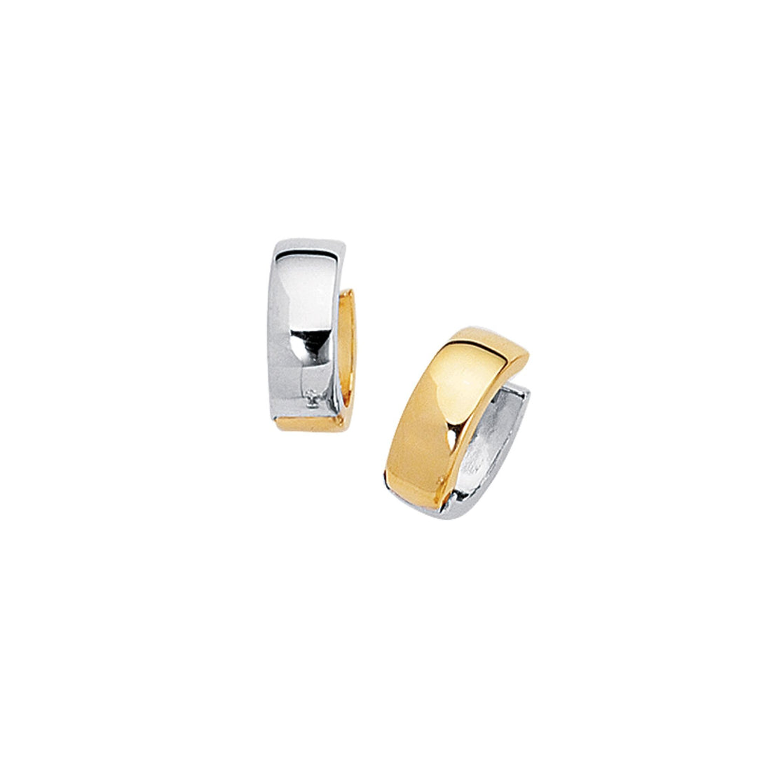 14K Two-Tone Gold Polished Chunky Reversible Huggie Earring, front view