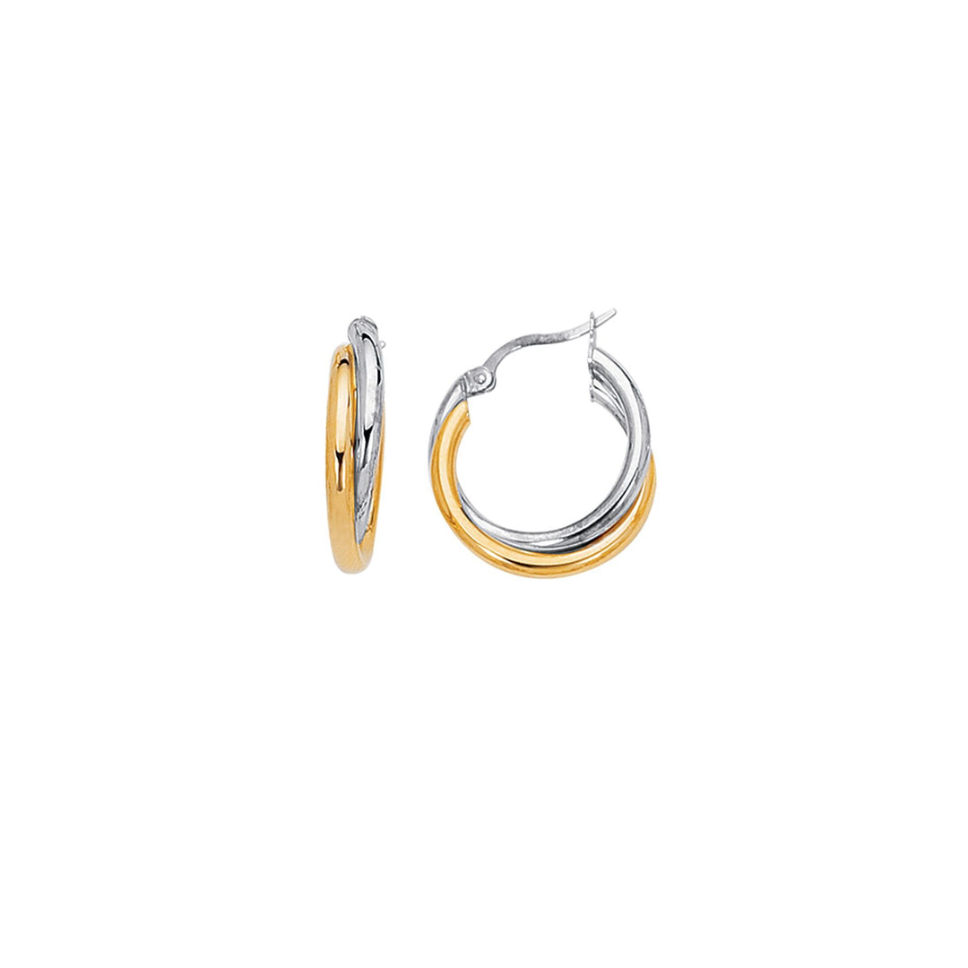 14K Two-tone Gold Polished Double Row Hoop Earring, front view
