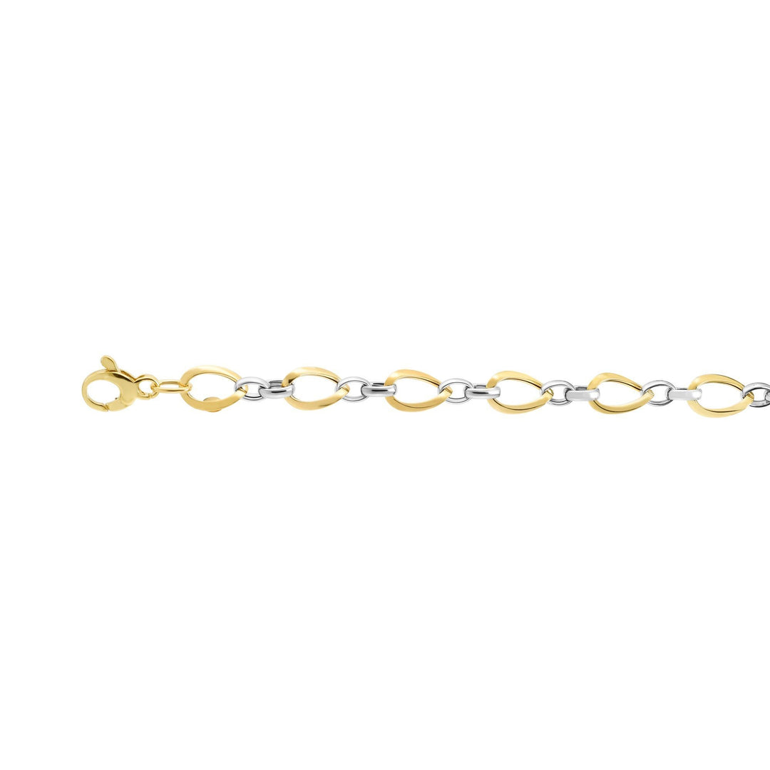 14K Two-tone Gold Polished Twisted Oval Link Chain, front view