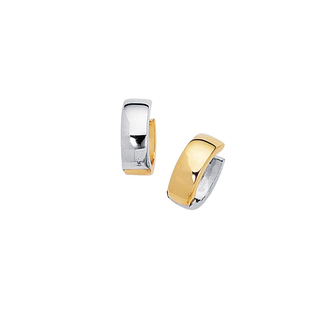 14K Two-Tone Gold Reversible Huggie Earring, front view