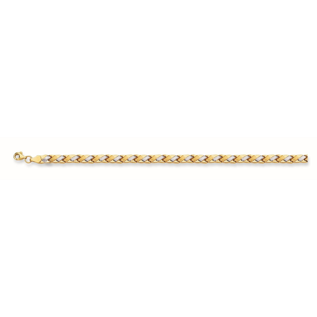 14K Two-tone Gold Satin X Stampato Bracelet, front view