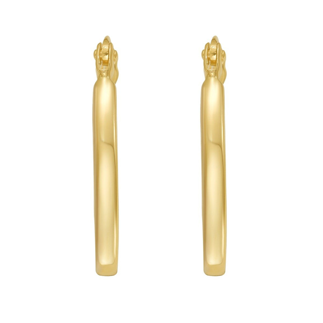 14K Two Tone Pave Hoop Earrings, view 3