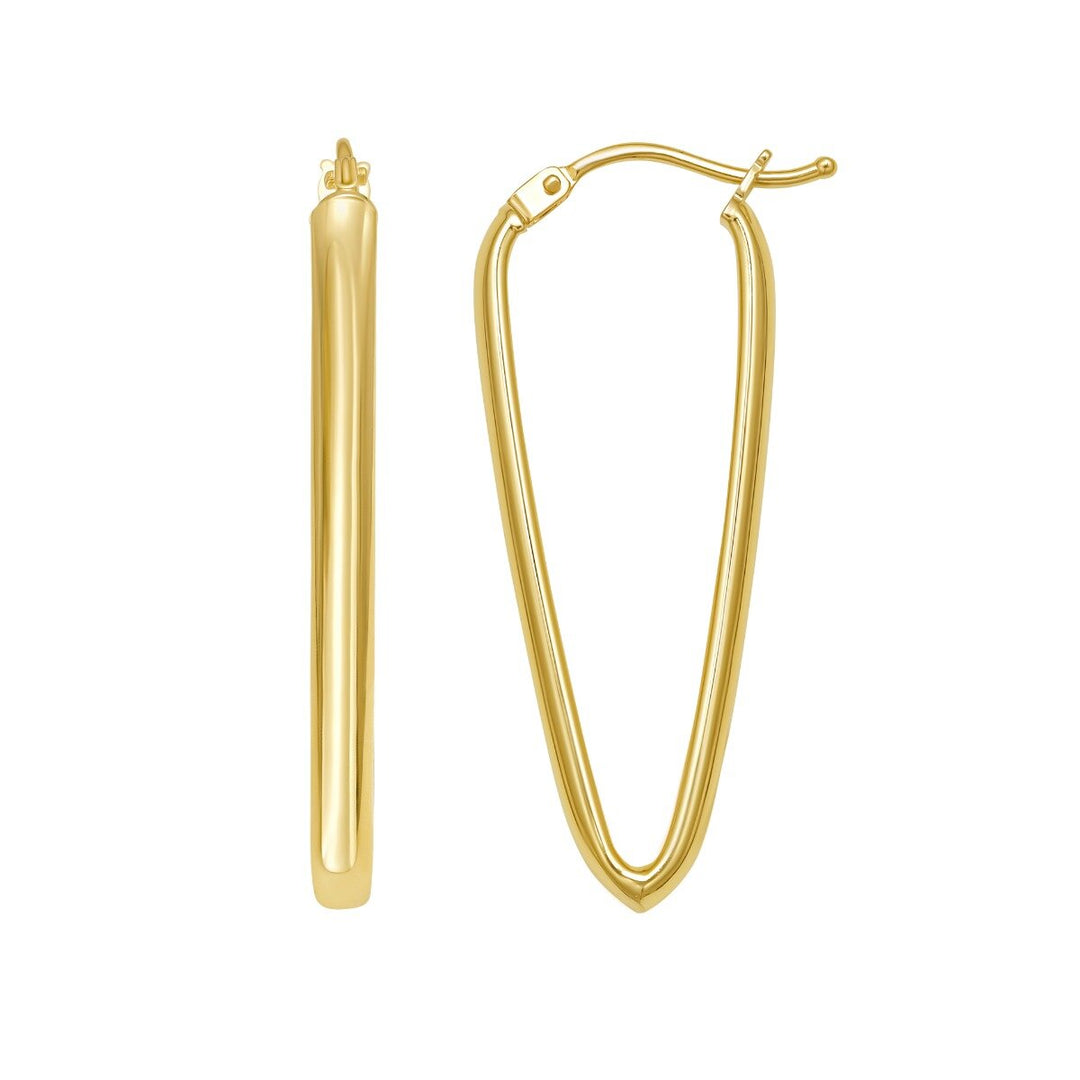 14K V Hoop Earrings, front view