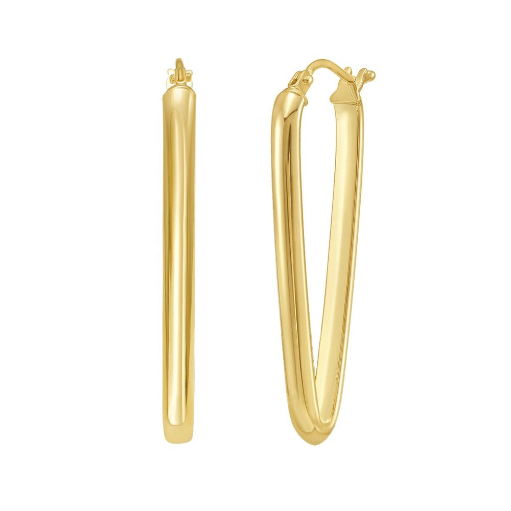 14K V Hoop Earrings, view 2