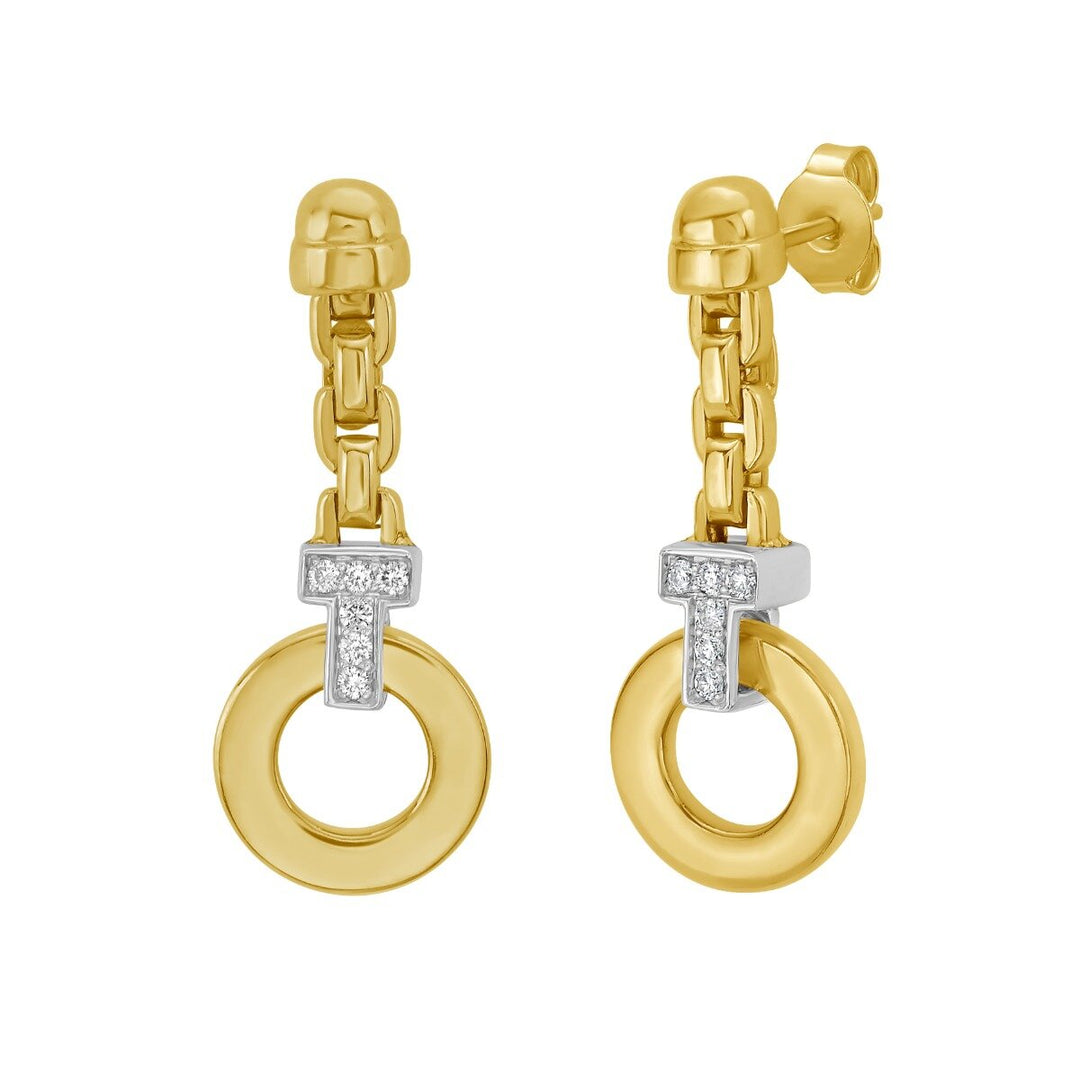 14K Venetian Diamond Drop Earrings, front view