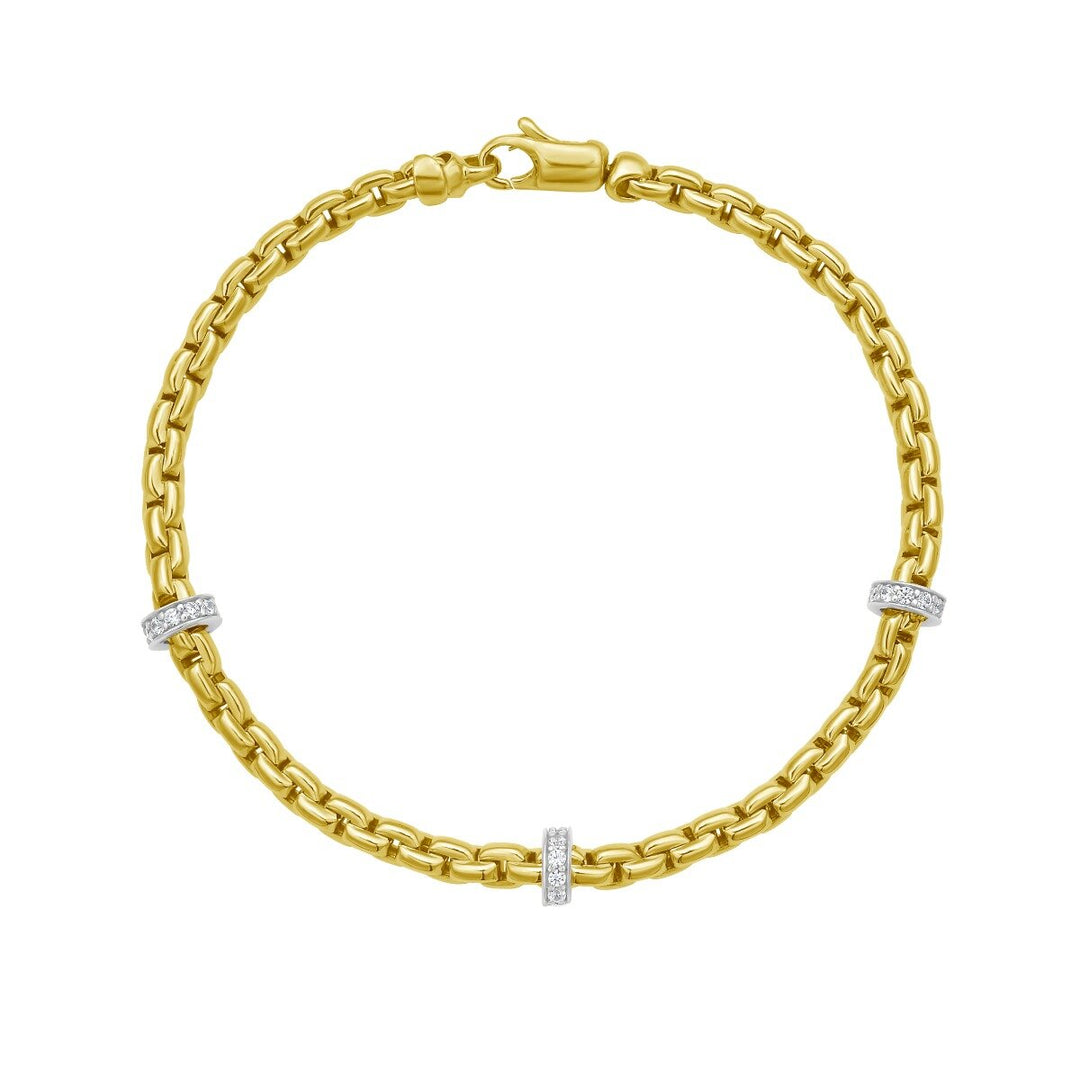 14K Venetian Diamond Rondel Bracelet, front view