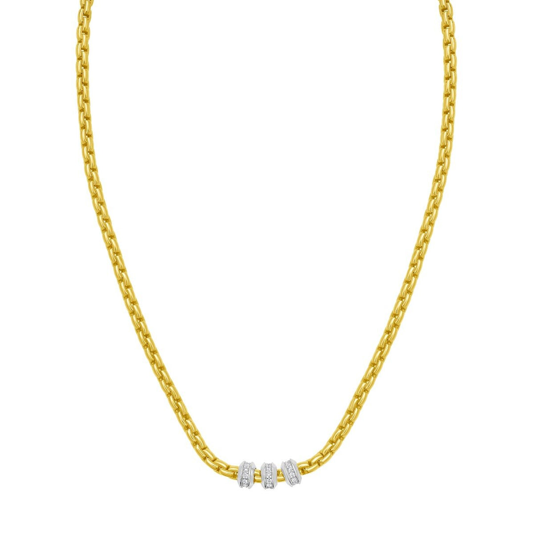 14K Venetian Diamond Rondel Necklace, front view