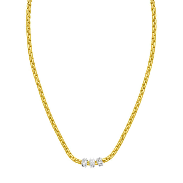 14K Venetian Diamond Rondel Necklace, front view