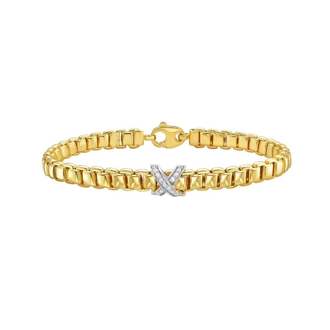 14K Venetian Diamond X Bracelet, front view