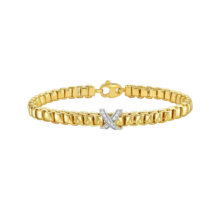 14K Venetian Diamond X Bracelet, front view