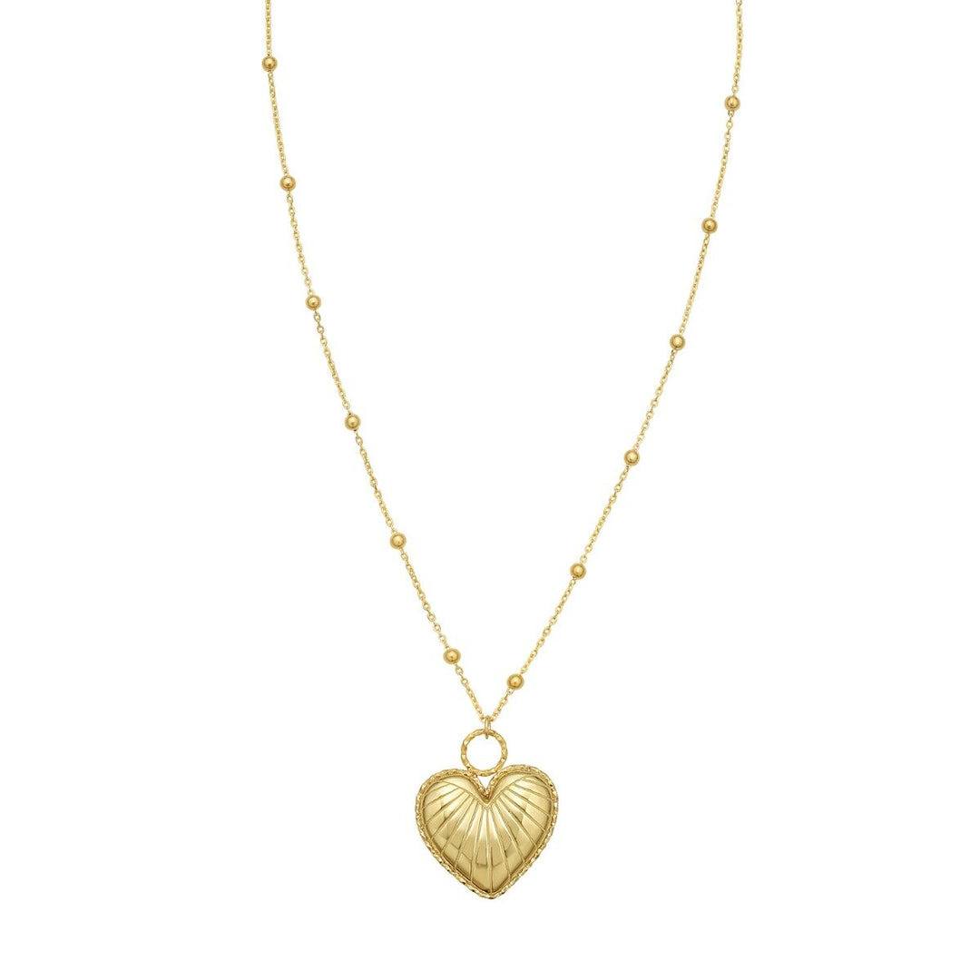 14K Vintage Puffed Heart Necklace, front view