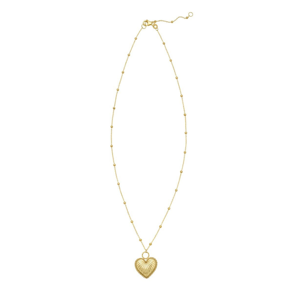 14K Vintage Puffed Heart Necklace, view 2