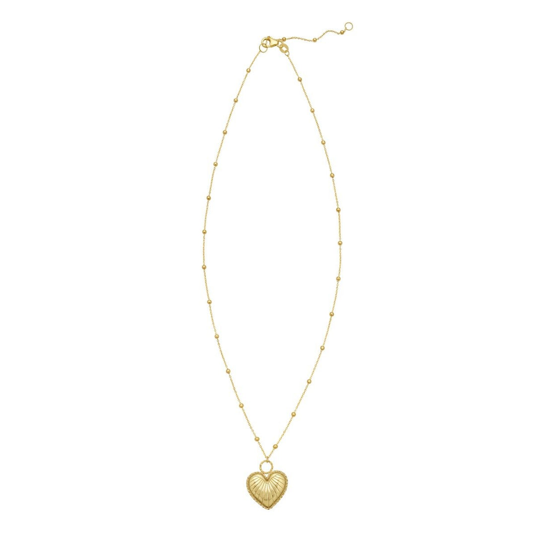 14K Vintage Puffed Heart Necklace, view 2
