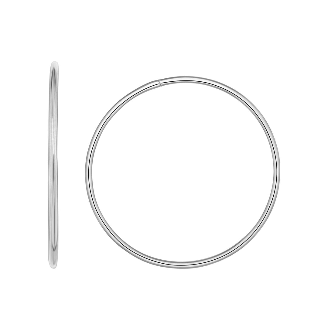 14K White Gold 1.2x30mm Endless Hoops, front view