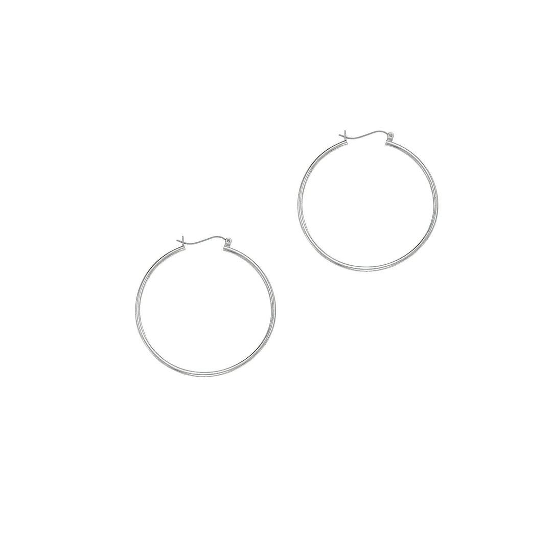 14K White Gold 1.5x40mm Hoops, front view