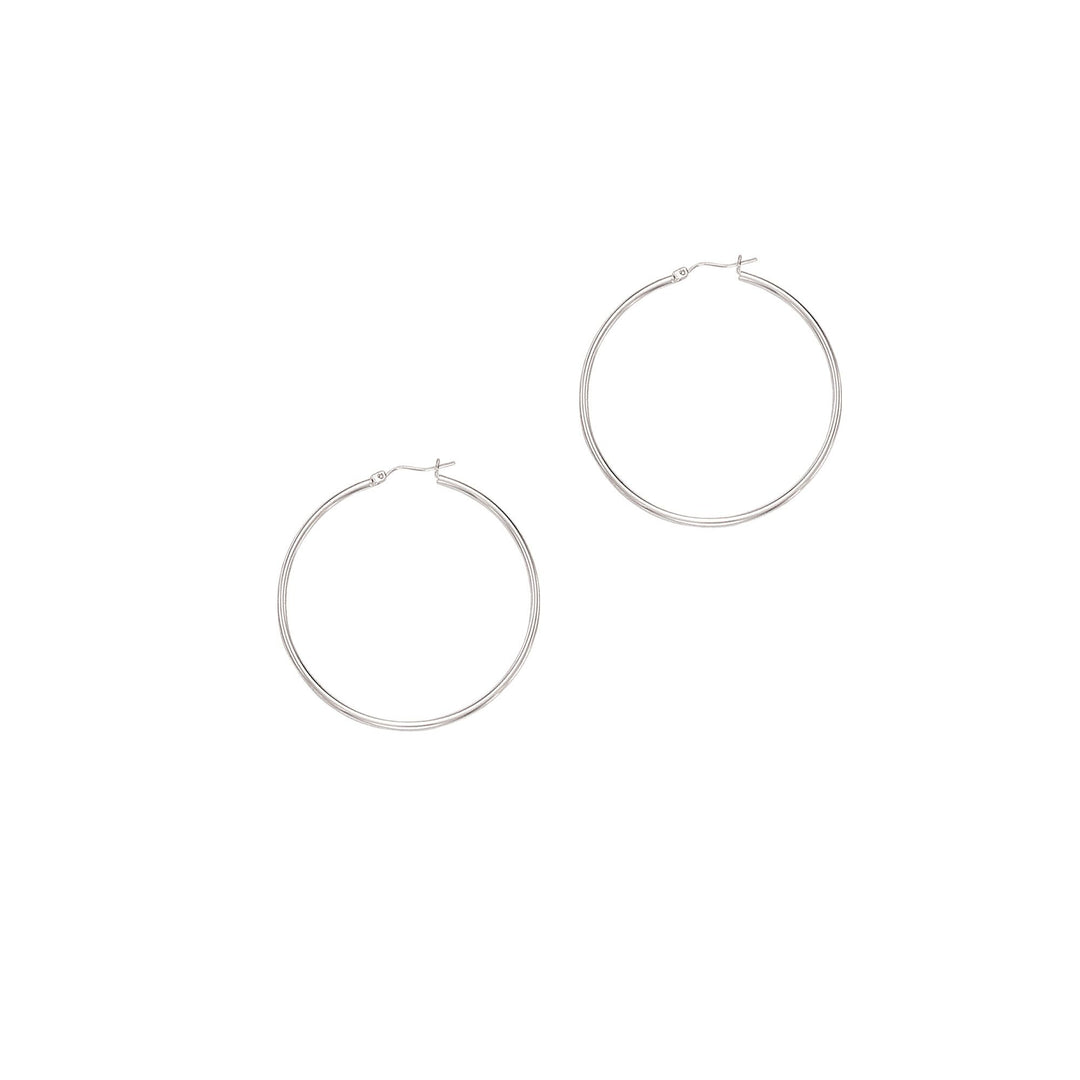 14K White Gold 2x50mm Hoops, view 3