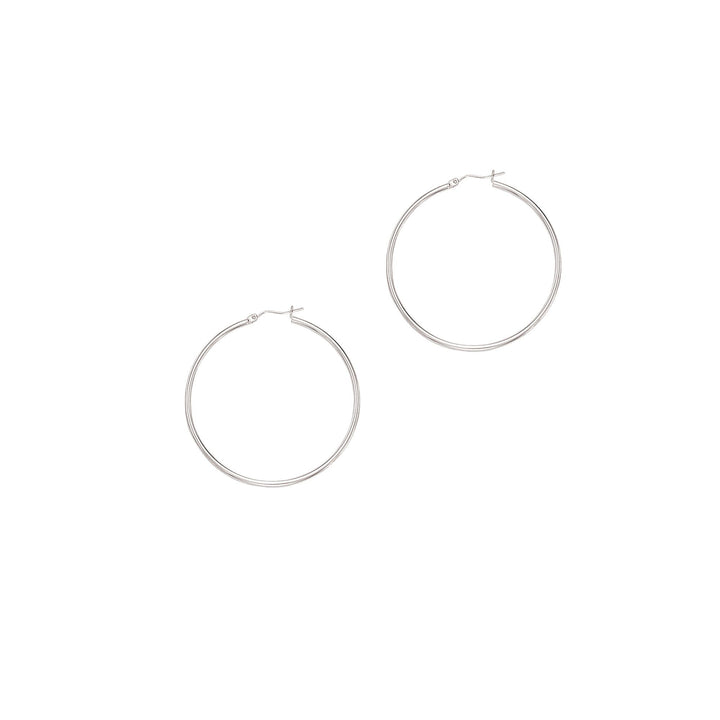 14K White Gold 2x50mm Hoops, view 3