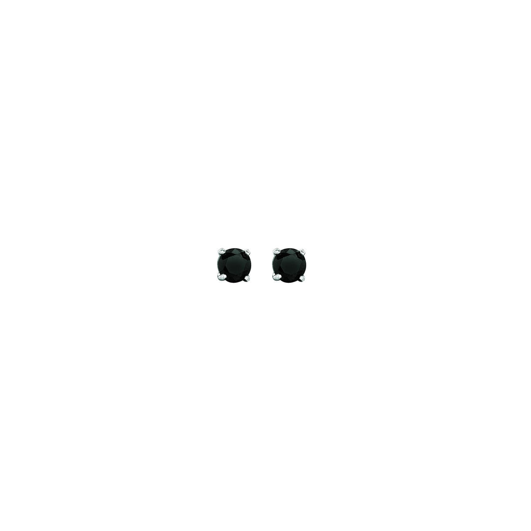14K White Gold 3mm Black CZ Stud Earring, front view