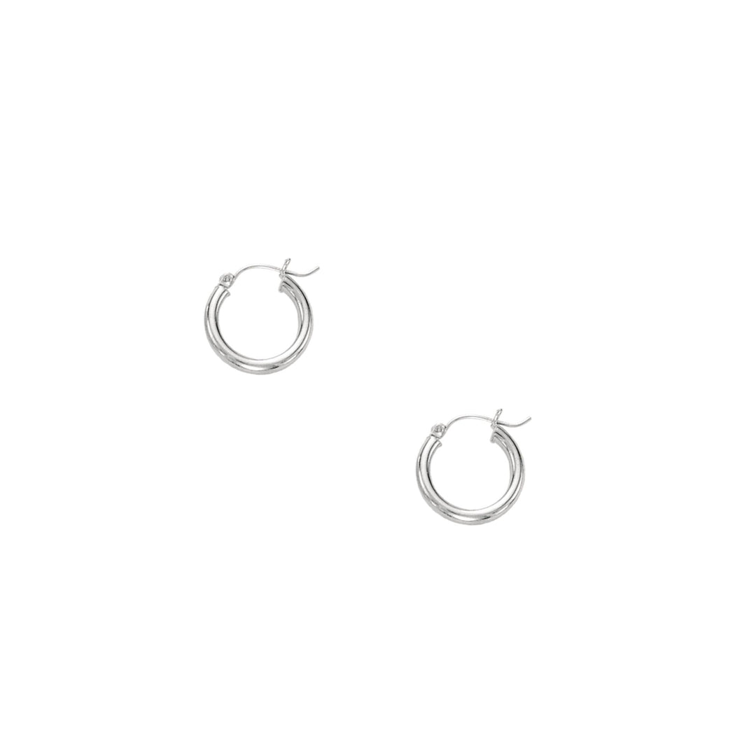 14K White Gold 3x15mm Hoops, front view