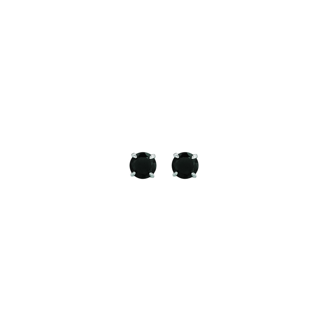 14K White Gold 4mm Black CZ Stud Earring, front view