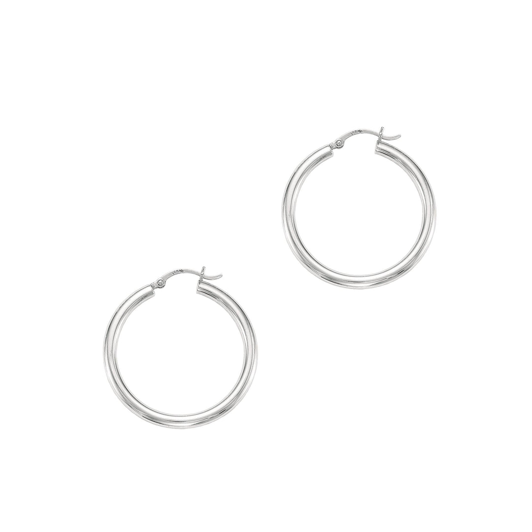 14K White Gold 4x40mm Hoops, front view