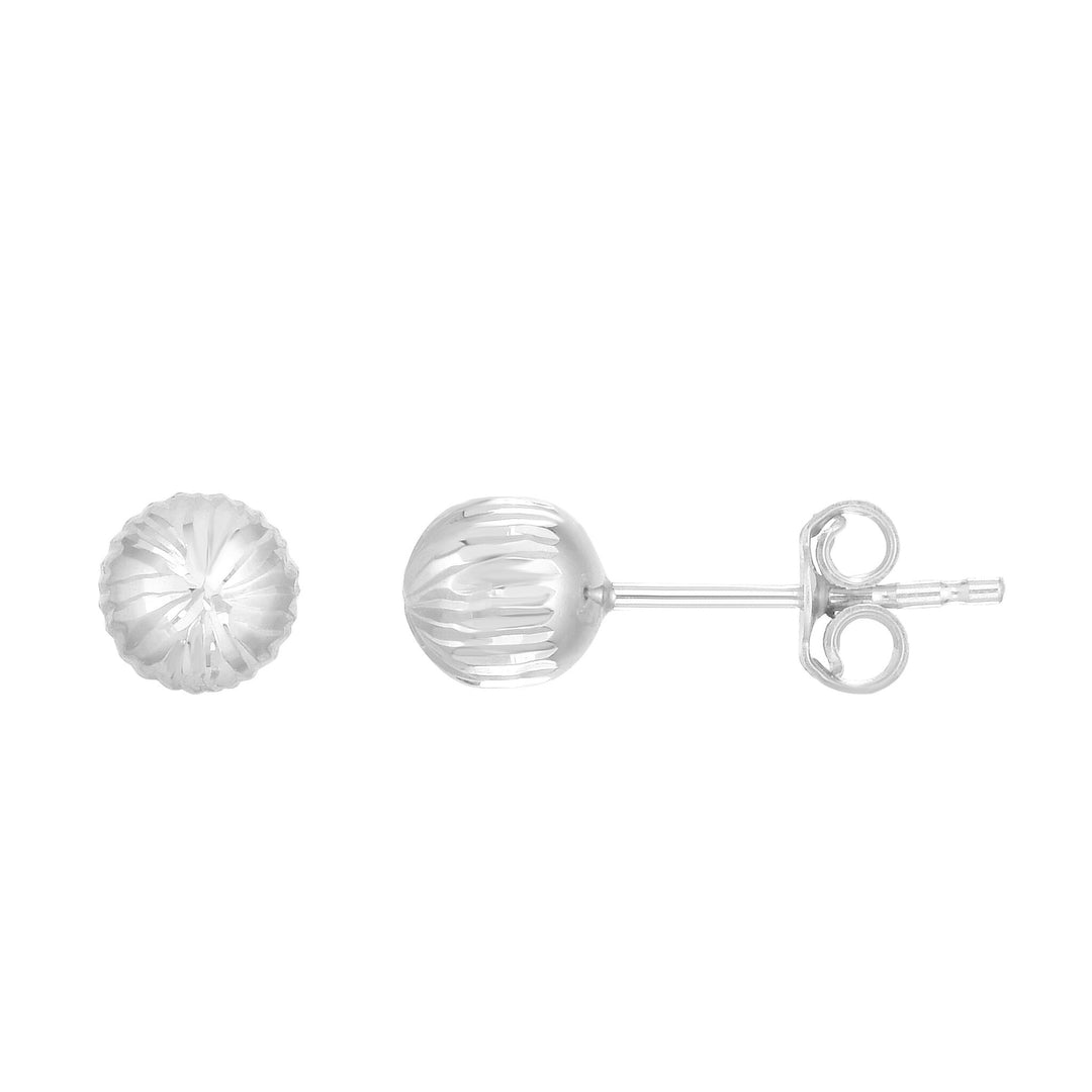 14K White Gold 5mm Linear Cut Post Earring, front view