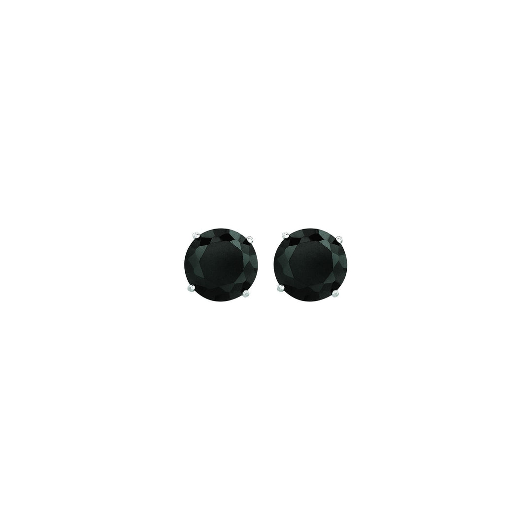 14K White Gold 6mm Black CZ Stud Earring, front view