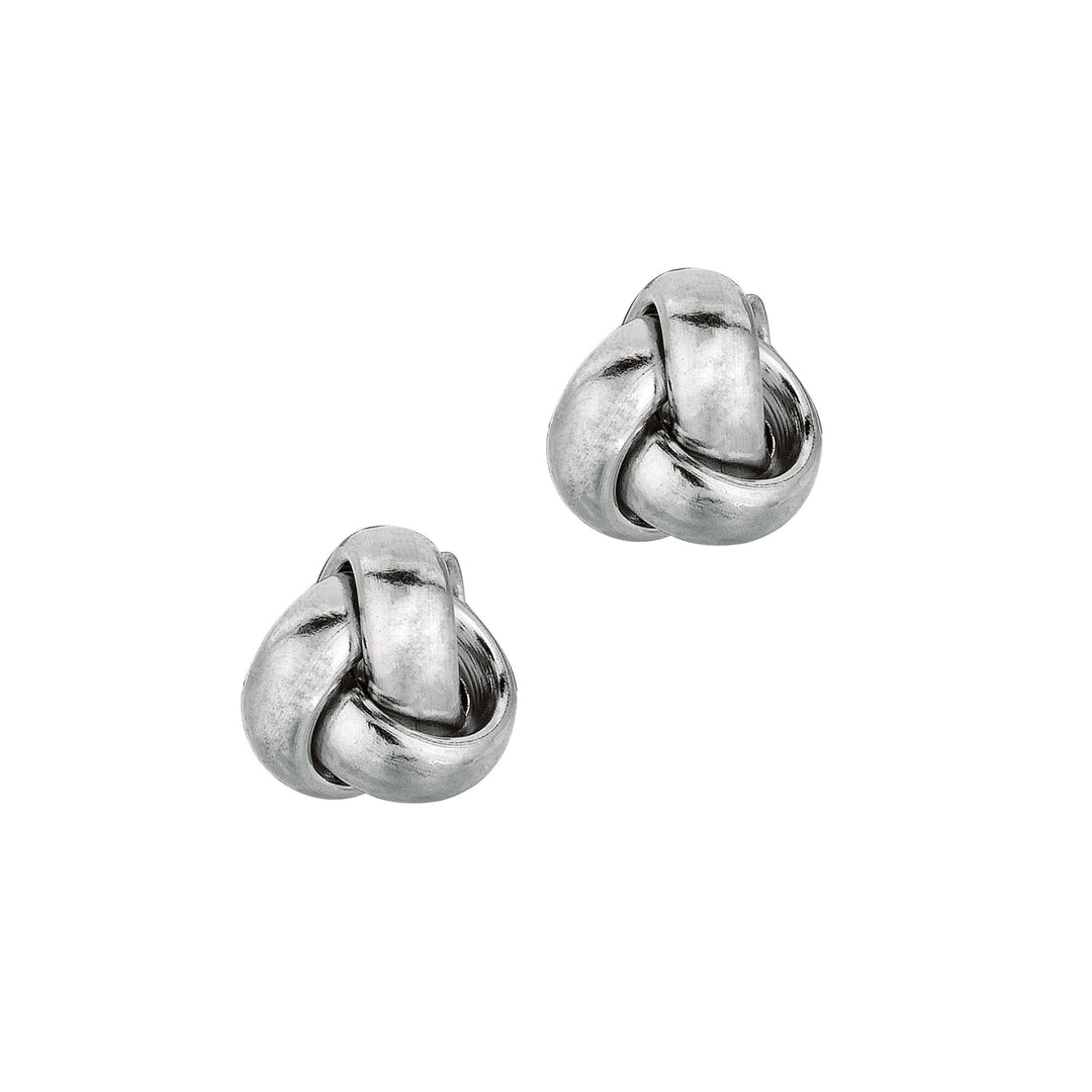 14K White Gold Mini Classic Polished Love Knot Stud Earring, front view