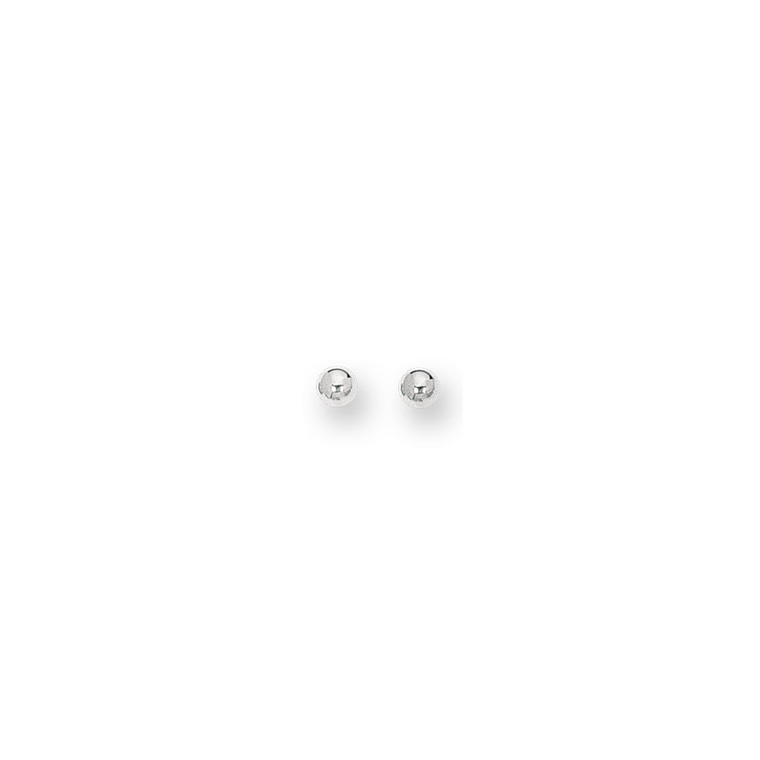 14K White Gold Polished 4mm Post Earring, front view