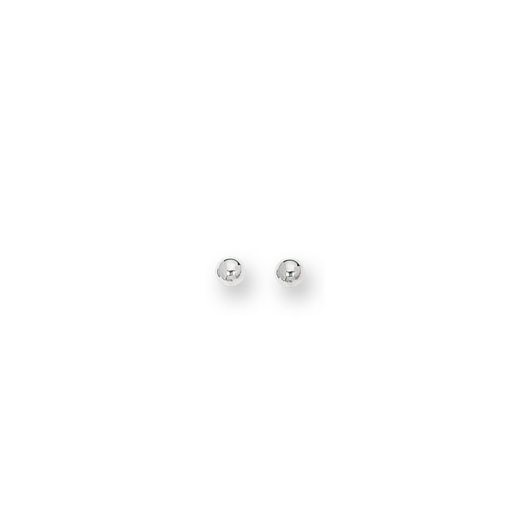 14K White Gold Polished 5mm Post Earring, front view