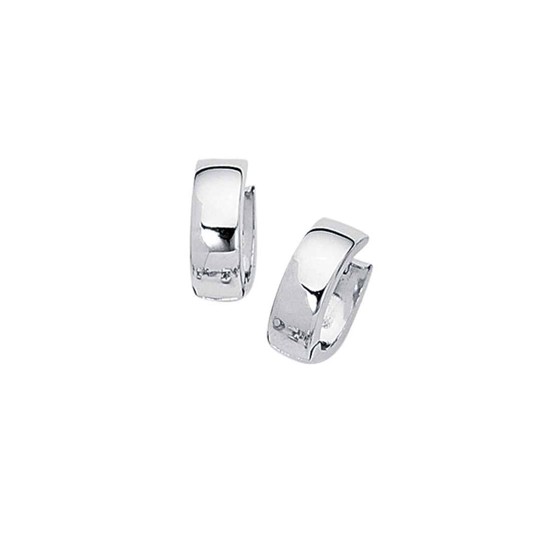 14K White Gold Polished Chunky Huggie Earring, front view