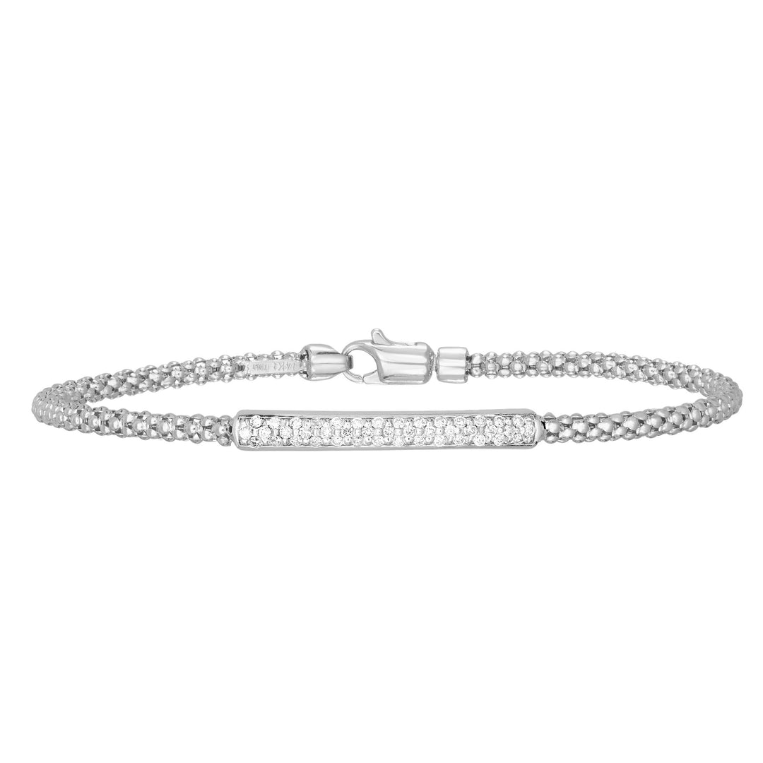 14K White Gold Prosecco Diamond Bar Bracelet, front view