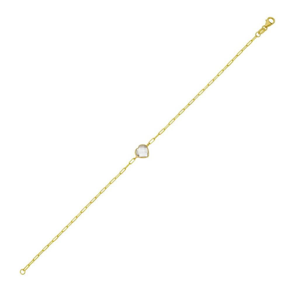 14K White Topaz Heart Bracelet, view 2