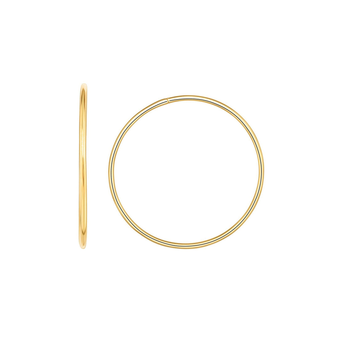 14K Yellow Gold 1.2x30mm Endless Hoops, front view