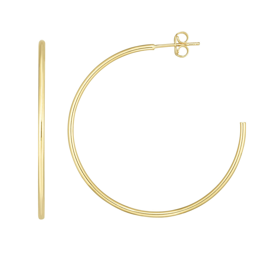 14K Yellow Gold 1.5x40mm Polished C Hoop Earring, front view