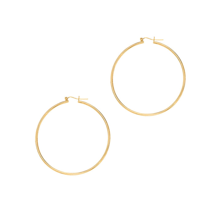 14K Yellow Gold 1.5x45mm Hoops, front view