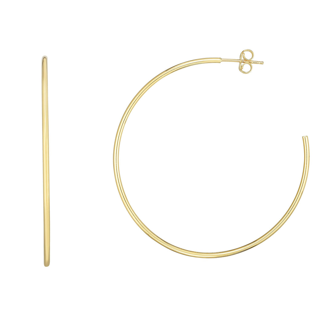 14K Yellow Gold 1.5x50mm Polished C Hoop Earring, front view